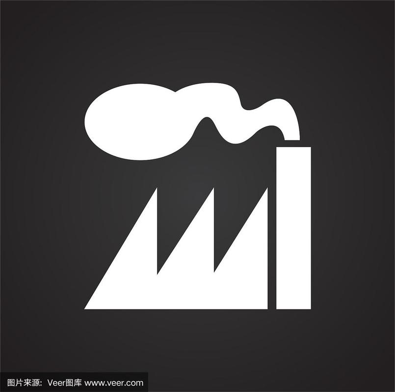 工厂污染的黑色背景为平面和网页设计,现代简单的矢量标志.